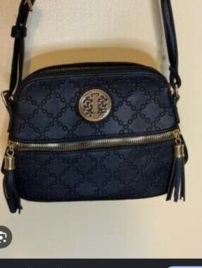 Black Quilted Crossbody with Gold Logo